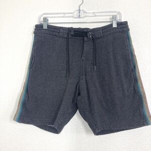 Vissla Shorts Mens Medium 31-32 Gray Fleece Lined Jogger Casual Striped Trim